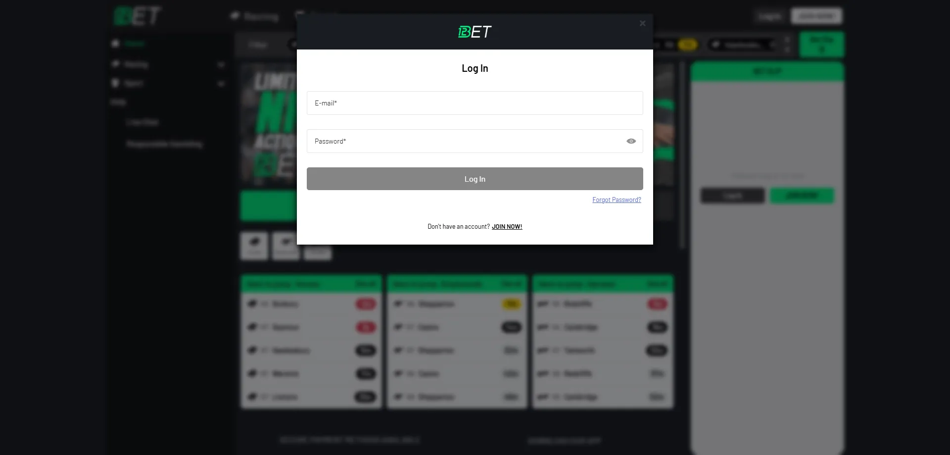 Tela de login da 123bet casino — acesso seguro à conta do usuário